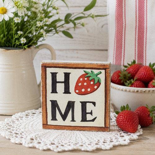 Strawberry home wooden block - strawberry,