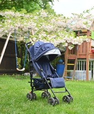Mothercare Lightweight Umbrella Stroller Pushchair + Rain Cover - Navy Blue