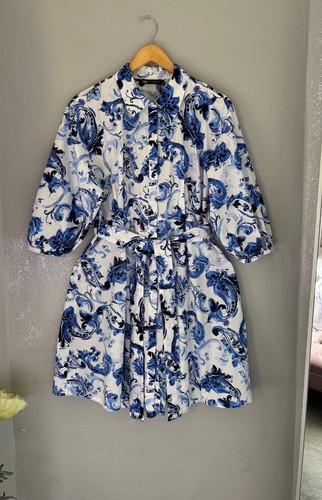 Zara blue white paisley - white,