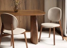 Set of 2 Beige Upholstered