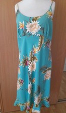 Two Palms Hawaiian Tropical Aqua Green Summer Frill Hem Dress XL 14 Hols Summer