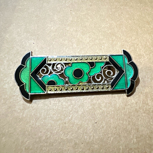 Vintage enamel floral art deco - enamel,