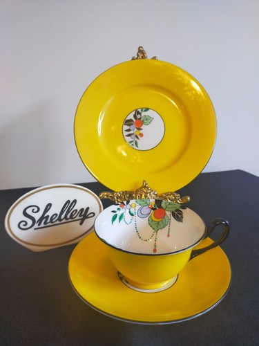Shelley teacup trio yellow - shelley,
