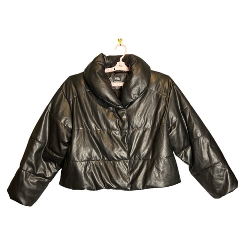 Zara black faux - zara, puffer