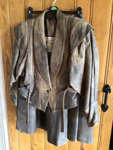Vintage leather skirt - leather, suit