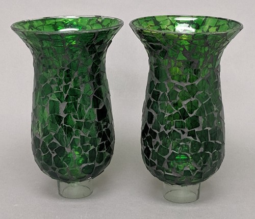 Glass hurricane shades green - glass,