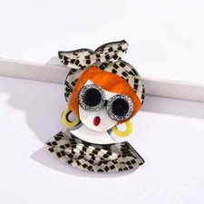 Women Character Acrylic Brooch