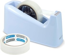 Rapesco 1488 500 Heavy Duty Tape Dispenser with 2 Tape Rolls, Powder Blue