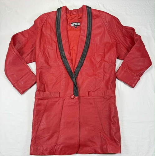 Vtg tibor red leather jacket - red,