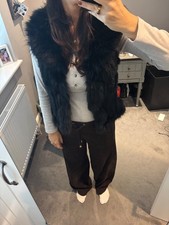 Black real rabbit fur gilet