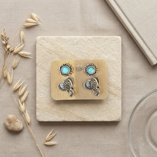 Antique silver plated stud - antique,