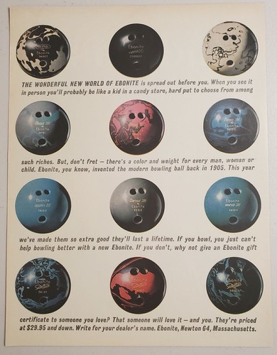 1962 print ebonite bowling - print,
