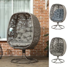Swivel Egg Chair with Cushions, Foldable Basket, Indoor Outdoor Lounger