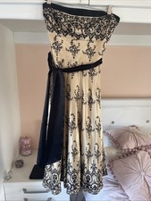 Warehouse Boob Tube Dress Women Size 8 Champagne In Colour with sequenced Border