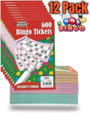 12Pcs Jumbo Bingo Book Pad 600 Games Coded Tickets 6 to View Various Colours