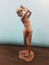 Lady Golfer Statue Golf Trophy Gift Collectible cold Cast Bronze Ornament Gift  