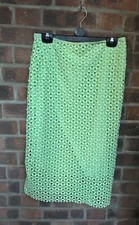 ZARA Green Netted Lined Midi Skirt Size Large 32” Waist Net Floral Cotton