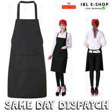Black Chef Apron Kitchen Waterproof Pocket Cooking Catering Butcher Unisex Gowns