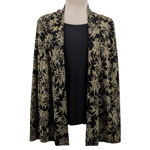 Vtg black gold damask mock - vtg,