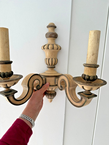 Pair ivory cream wooden - ivory,