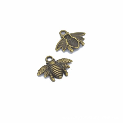 100x dark bronze bee pendant - bronze,