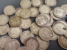 BRITISH SILVER COIN THREE PENCE Threepany Bit good luck for wedding with case