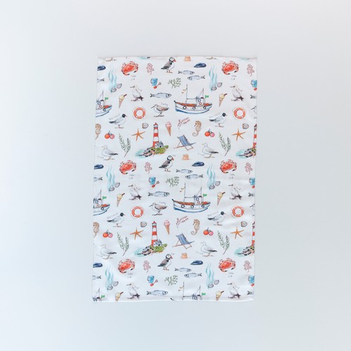 Seaside cotton tea towel