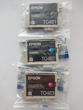 T0481 T0482 T0483 Epson Stylus Genuine Ink Cartridges -  Black Cyan Magenta