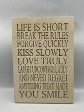 Life is Short Garden Plaque Frost Proof Resin Concrete & Marble Home Garden