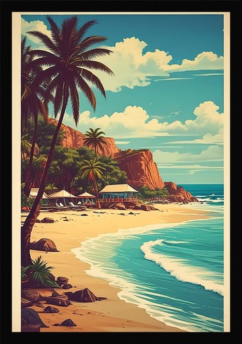 Serene tropical beach framed - serene,