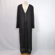 Gina Bacconi Beaded Jacket Silk Long Sparkly Black Christmas Party Evening UK 22