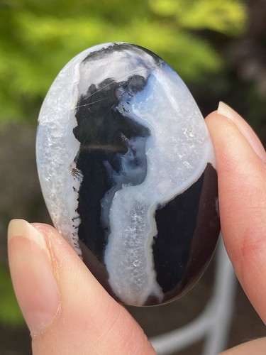 Black and white agate - agate, cabochon