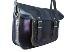 Zatchels Purple 11 Inch Leather Cross Body Satchel Bag With Shoulder Strap Used