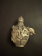 Tibetan silver hollow snuff - silver,