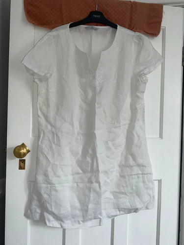 Ladies white 100 linen - tu,