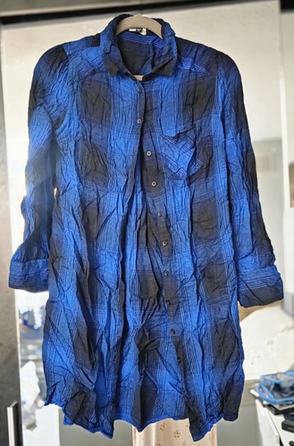 Blue plaid button - blue, shirt