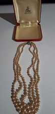 Vintage Ciro 3 row graduated pearl necklace, silver lotus  clasp, original box