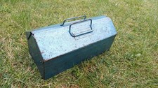 Vintage Small Blue Metal Tool Box Lunchbox Style Made In Britain ITAL With Tray