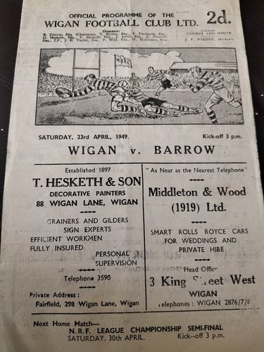 Vintage rugby league programme - vintage,