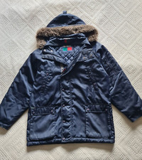 Retro 90s Kickers Parka/Coat w/ Detachable Hood - Blue S Oversized (Fits XL)