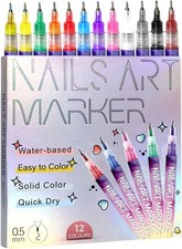 12 Colors Nail Art Paint Pens Liner / Dotting / Drawing Quick-Dry Set Classic uk