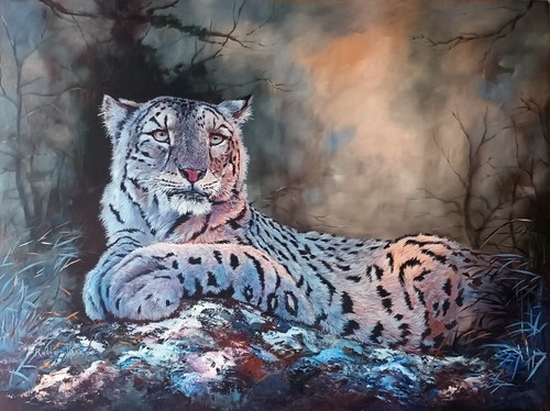 Original oil painting snow - painting,