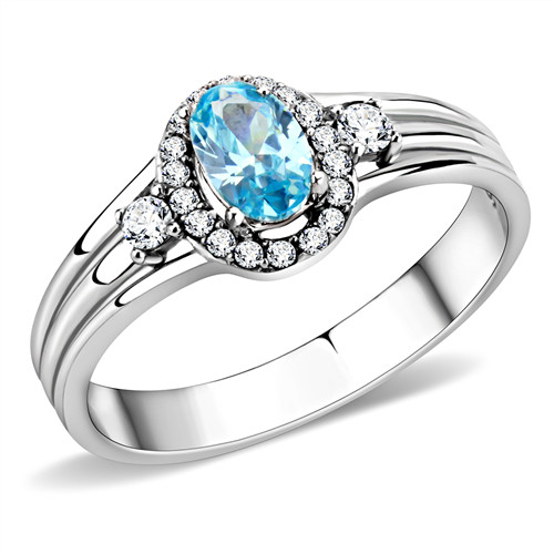 Blue topaz ring ladies oval - , cz