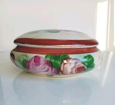 Trinket Box Talc Bowl Large hand painted fine porcelain VintageEmporium & Co