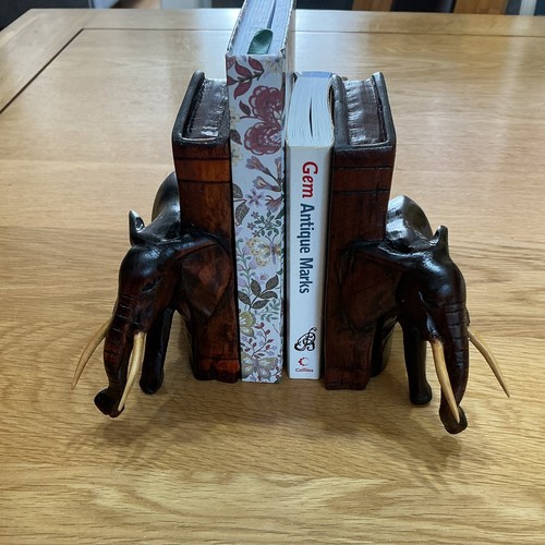 Pair carved wooden - carved, elephant