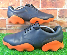 CAMPER DUB CASUAL SHOES TRAINERS SIZE 9 BLUE & BLACK LEATHER / FUNKY ORANGE SOLE