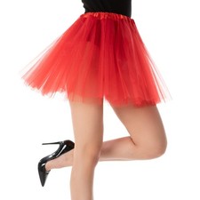 Womens Red Tulle Tutu Skirt UK 8-14 Fancy Dress Ballet Festival Outfit