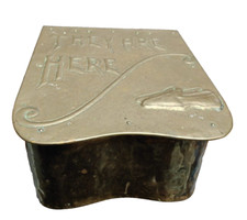 Vintage/ antique Brass sloping lidded fireside box for slippers