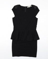 True Decadence Womens Black Polyester Blend Shift Size 10 V-Neck Zip