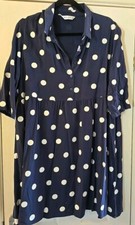 Navy blue and white spot dress
